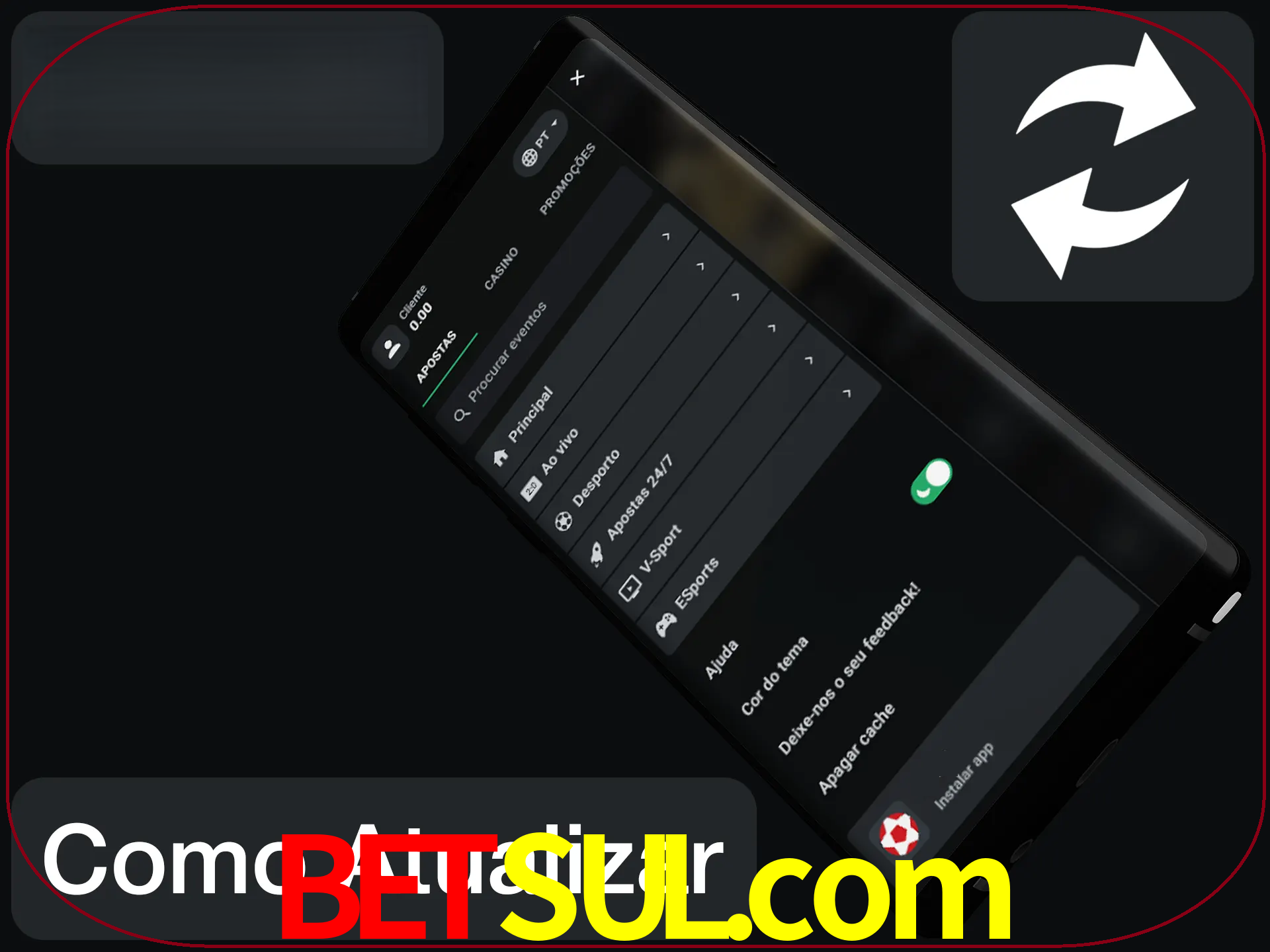 O aplicativo é atualizado automaticamente quando você faz o login.