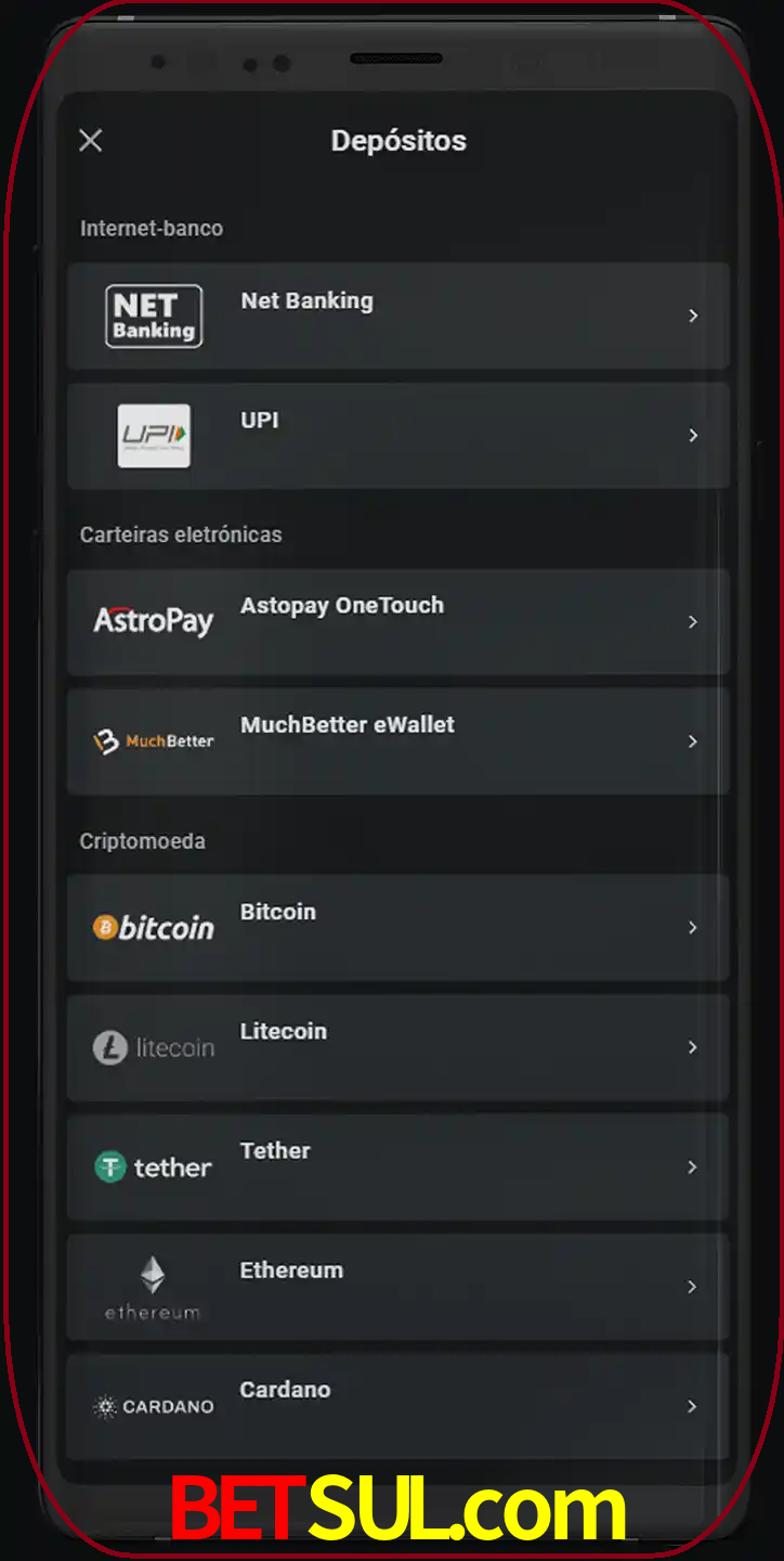 Você pode usar métodos alternativos de depósito.