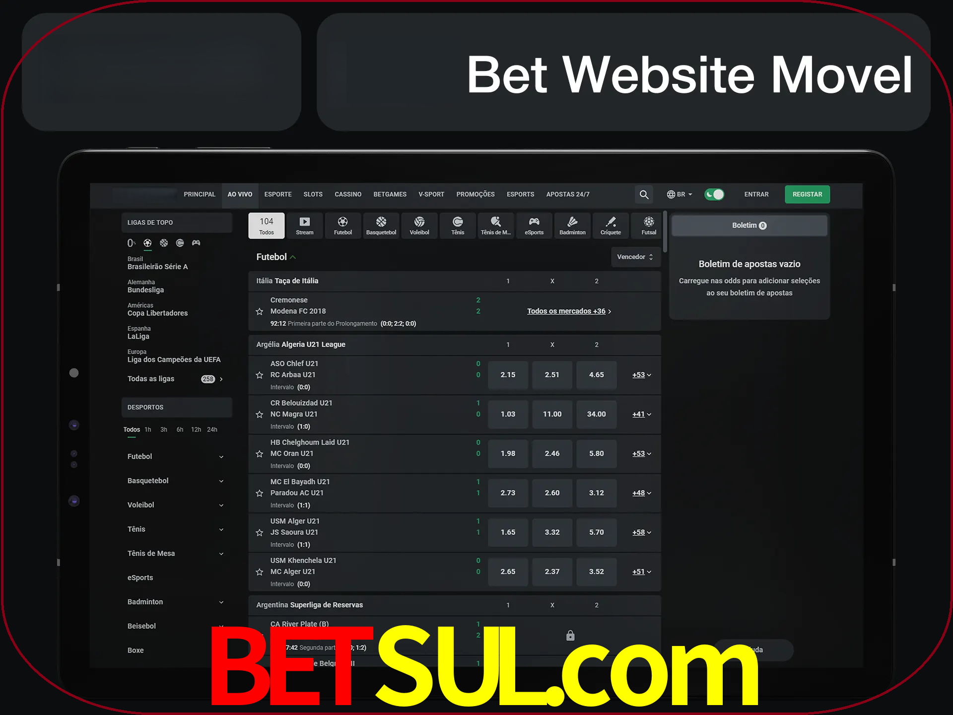 Use nosso website em qualquer dispositivo.