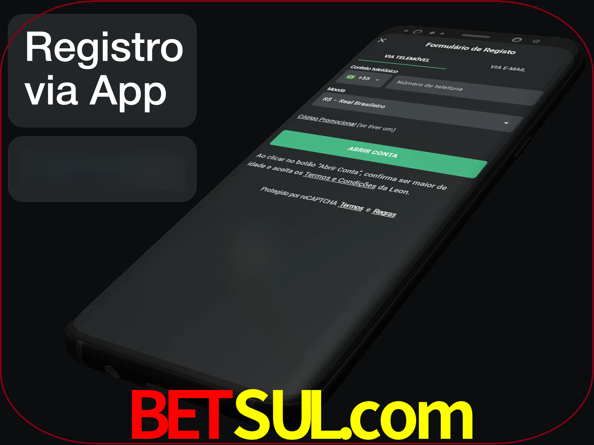 Registre-se quiclly em LeonBet usando o aplicativo.